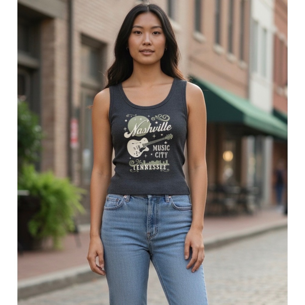 Obsessive Love Nashville Music City Tennessee‎ Graphic Tank Top Charcoal Grey XL